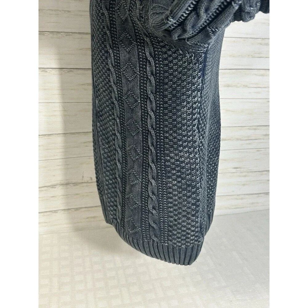 Carbon 2 Cobalt Sweater Sz. XL Men Faded Denim Blue Cable Knit Full Zip Cardigan